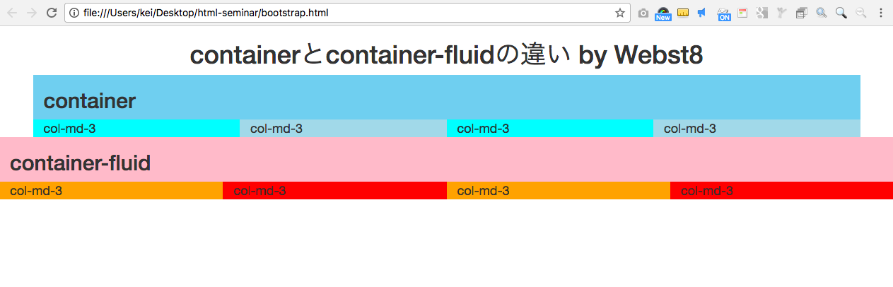 containerとcontainer-fluidの違い by Webst8