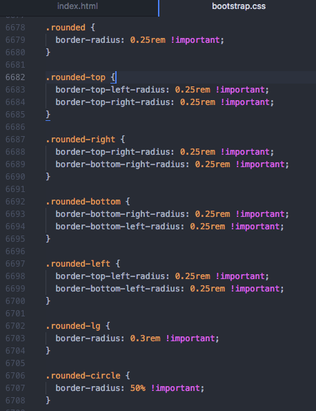 Bootstrap4 bootstrap.css roundedのCSS