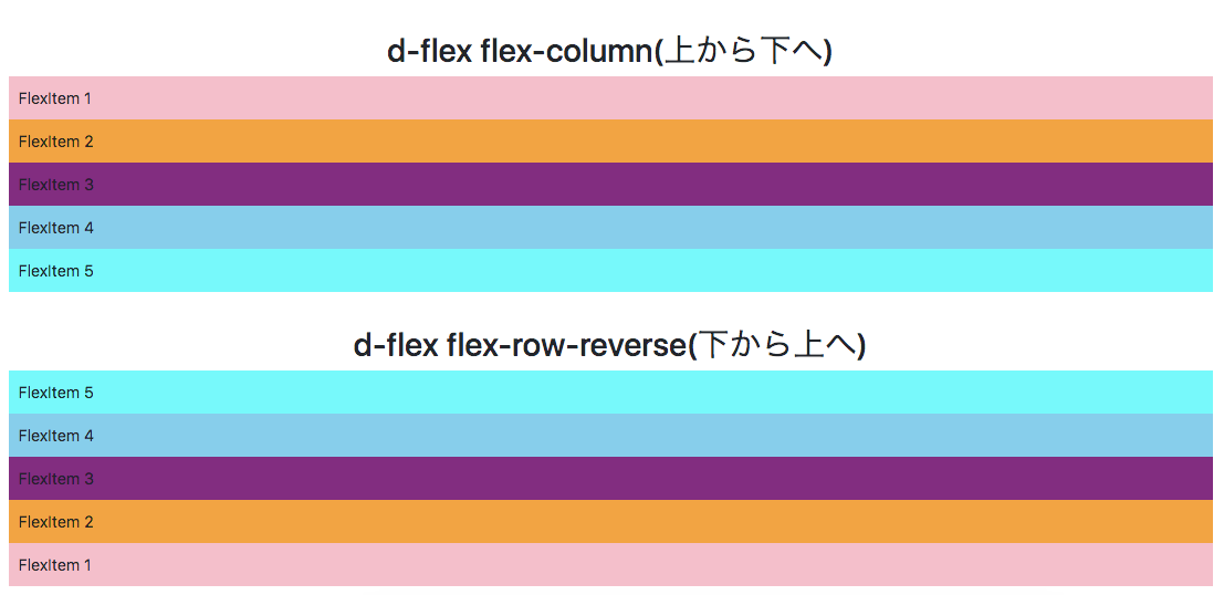 Bootstrap flex-columnとflex-column-reverse