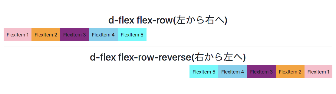 Bootstrap flex-rowとflex-row-reverse