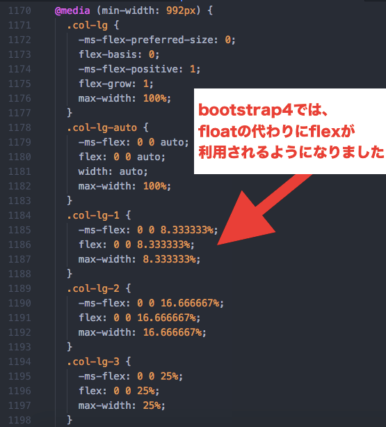 bootstrap4ではfloatの代わりにflexを利用